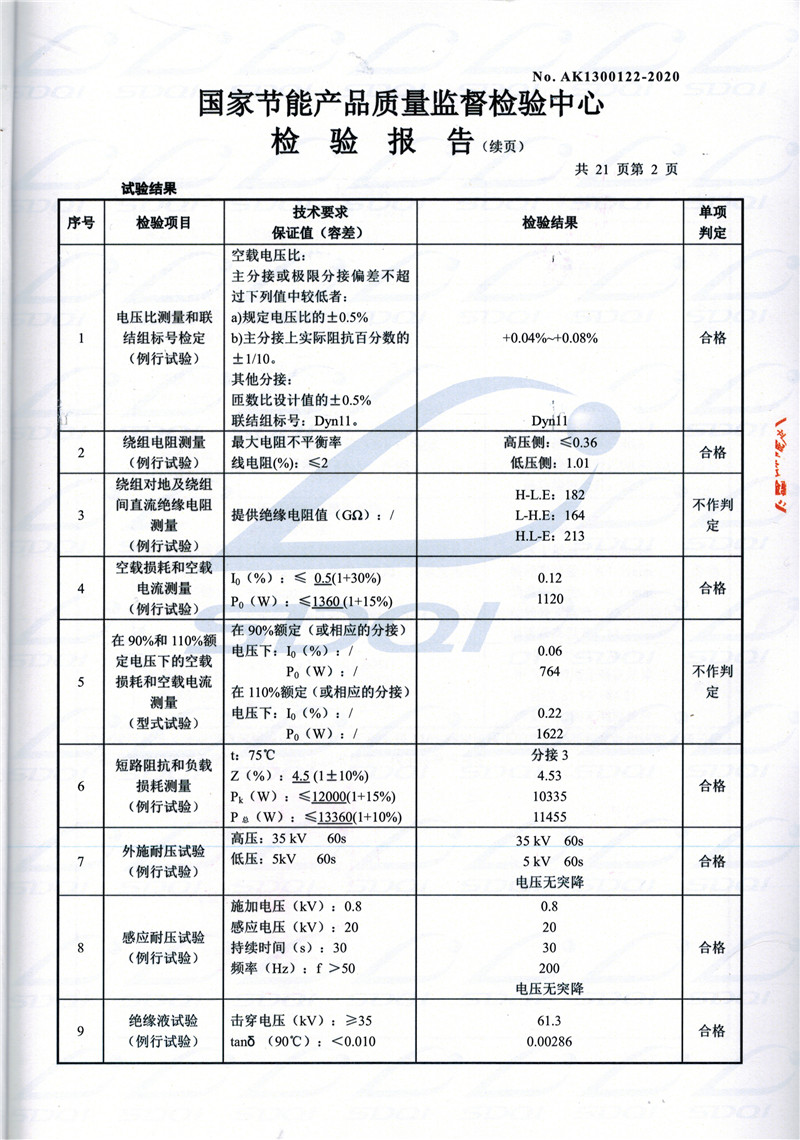 高低压试验报告-S11-1250芝罘芝罘芝罘油浸式变压器-2.jpg